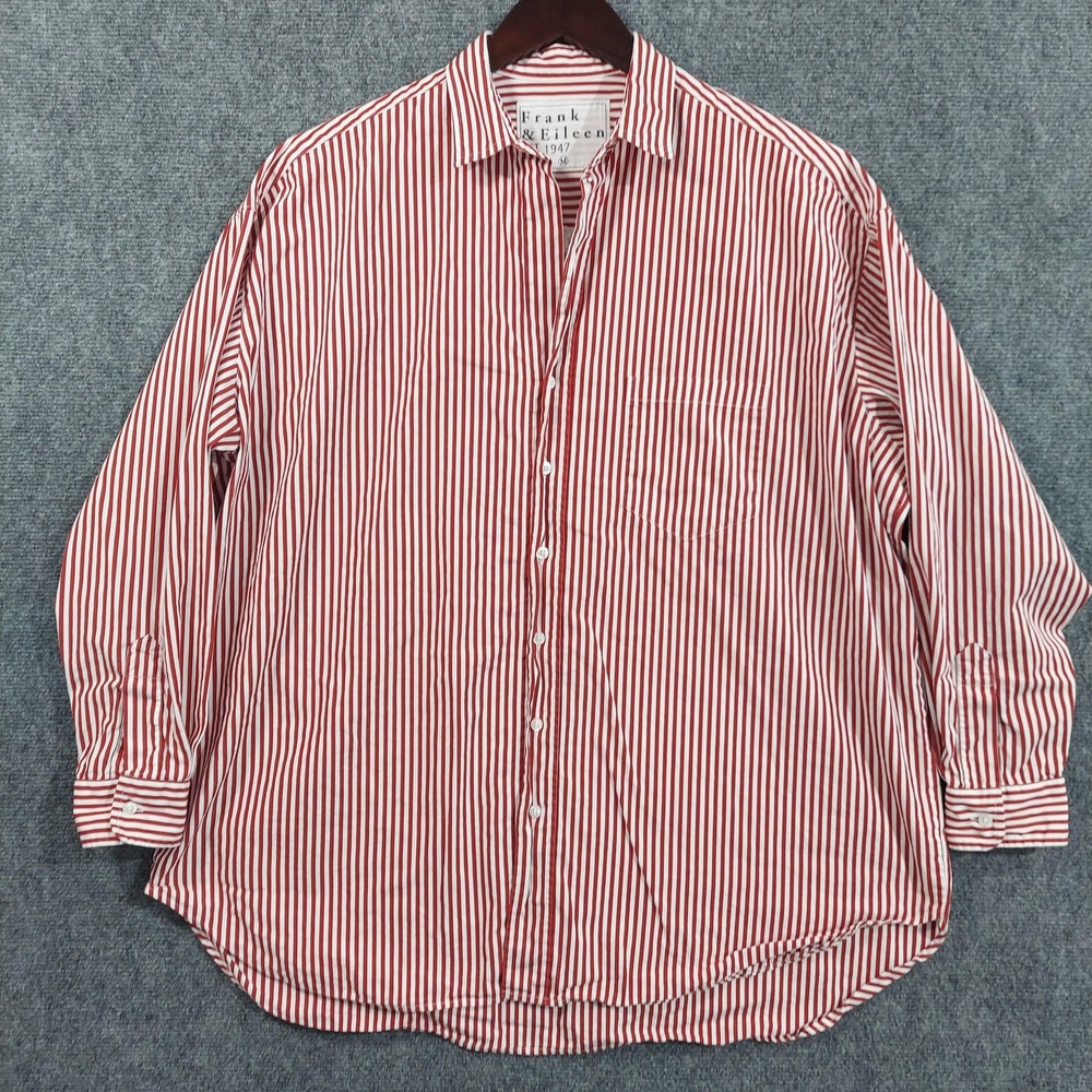 Frank & Eileen Shirt Mens Medium Red Stripe Long Sleeve Button Up Shirley Cotton